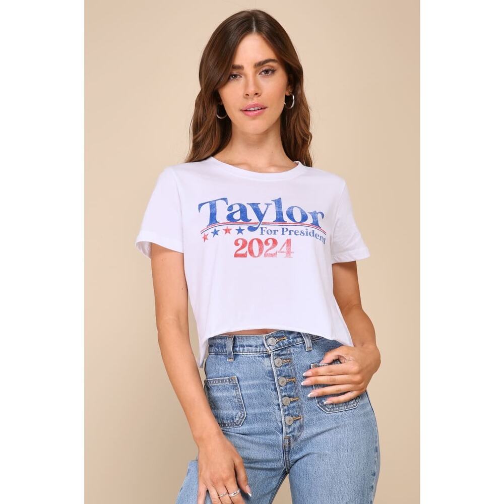 Prince Peter Women's White Girls Taylor For President Tee 2024 - Size Small